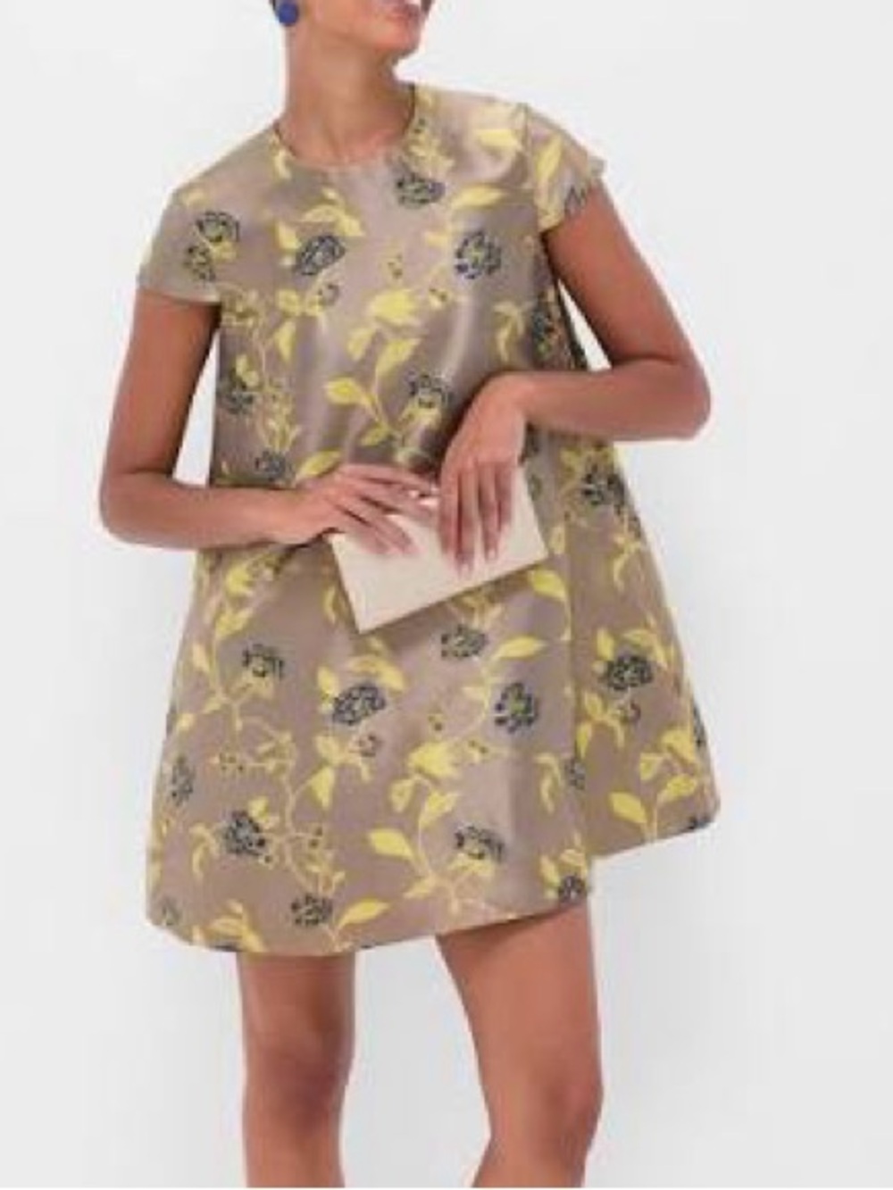 Staud Mia Babydoll Dress Vintage Floral Brocade